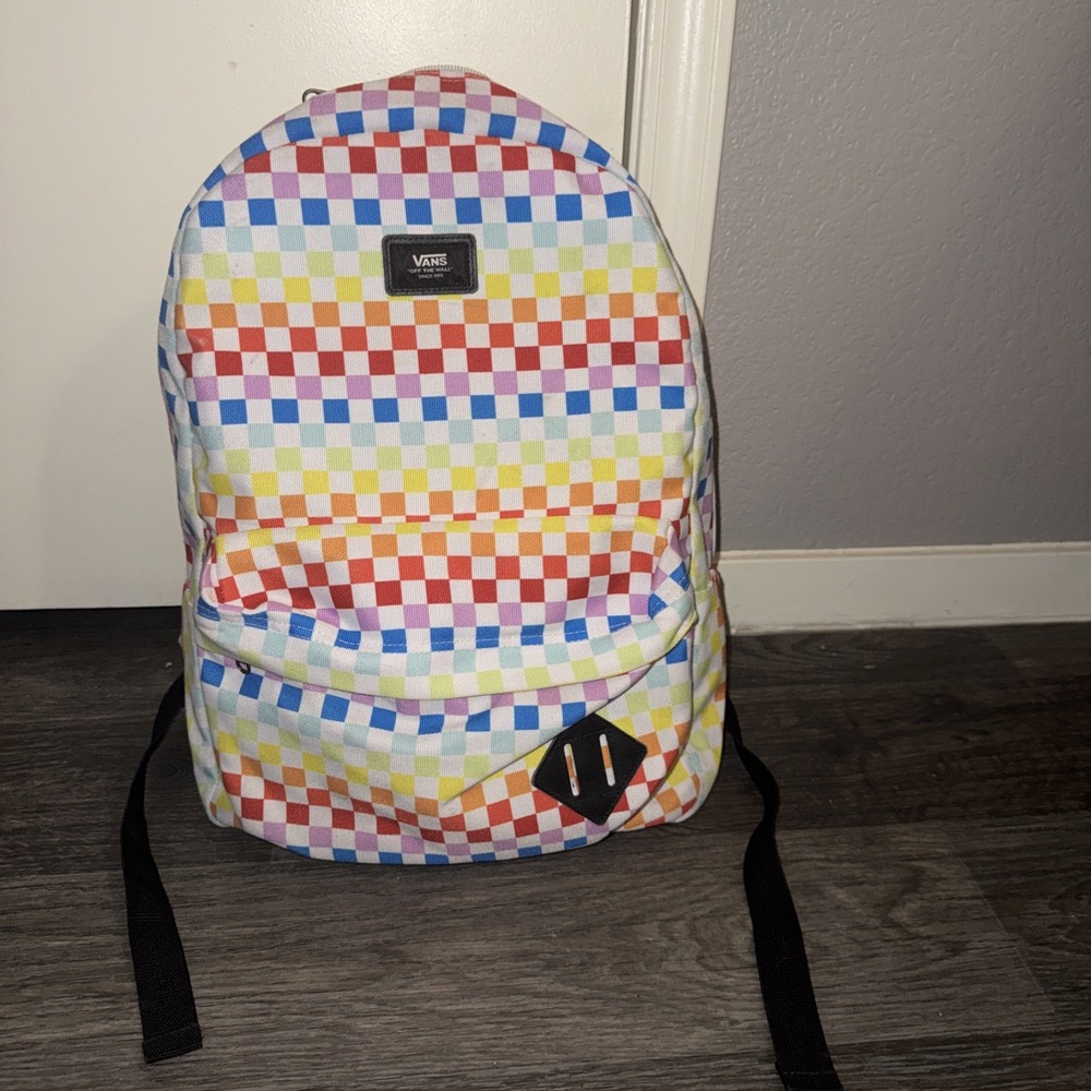 VANS Old Skool III Rainbow Checkerboard Backpack School Travel Bag Multi Color